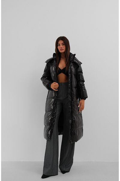 Black Fashion Hooded Black Maxi Puffer Jacket