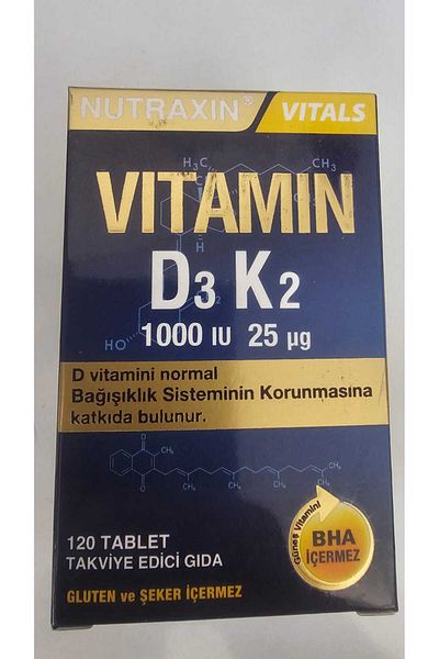 Nutraxin D3K2 120 Tablets - 3 Pack 1000 Iu D3 and 25 Mcg Vitamin K2