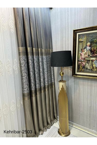 NİVEMESHOME Nivemeshome Amber Ft614162 Earth V-2503 Panel Background Curtain 1/3 Close Pleated Curtain Apm