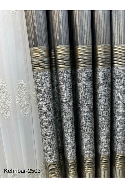 NİVEMESHOME Nivemeshome Amber Ft614162 Earth V-2503 Panel Background Curtain 1/3 Close Pleated Curtain Apm