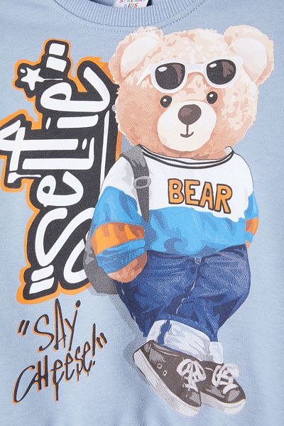 Cansın Mini Σετ αθλητικής φόρμας Blue Cool Teddy Bear Printed Boy 16350
