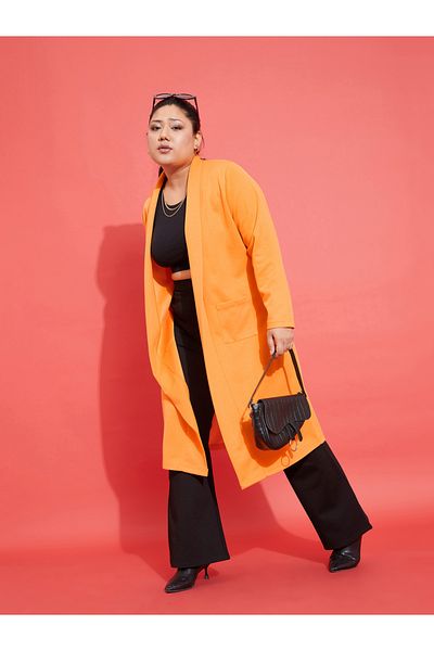 Sassafras By Styli Plus Solid Pocket Detail Midi Shrug