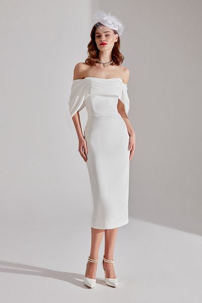 BETTY & SAM Feroa WEISSES Off-Shoulder-Kleid
