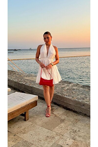 YOUR NAME Rochie albă pentru femei Mini Scallop - Decolteu la spate