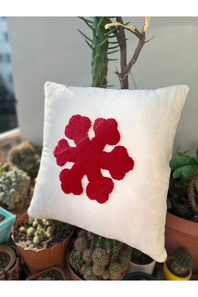 Orange Atelier Snowflake Pattern Punch Embroidery Throw Pillow Cover