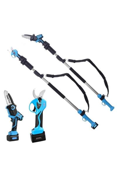 Suca 5803 Lityum Akülü Yüksek Dal Budama Testere ve 8608 Makası (7608 Uzatma ...