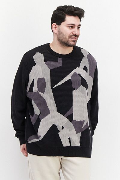 Puma Men Sportswear Fit Crew Neck Textured Sweatshirts, Black Combo