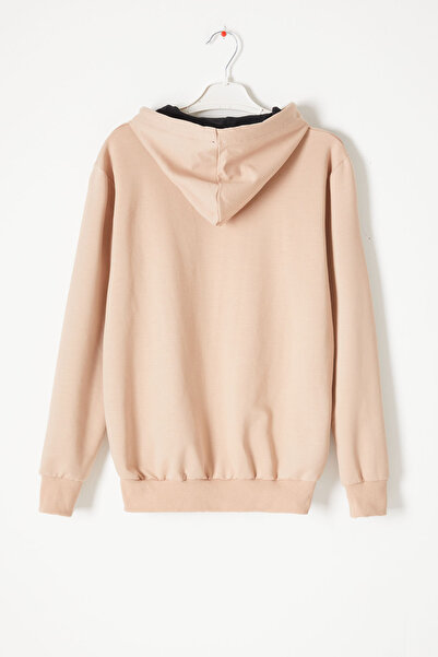 Cansın Mini Krem Kanguru Cepli Kapüşonlu Unisex Çocuk Sweatshirt 16783