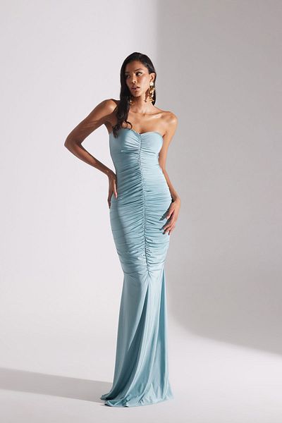 BETTY & SAM Water Green Strapless Adelina Fish Dress