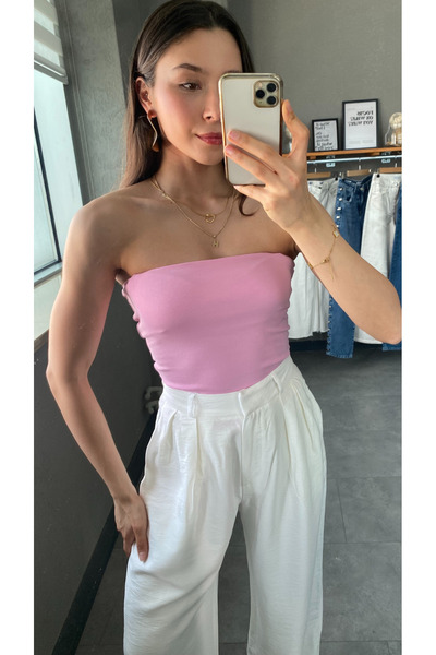 YOUR NAME Ροζ στράπλες γυναικείο μπλουζάκι