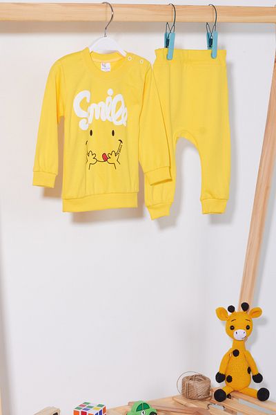 Cansın Mini طقم أطفال منقوش عليه ابتسامة من 0 إلى 9 أشهر - 14349