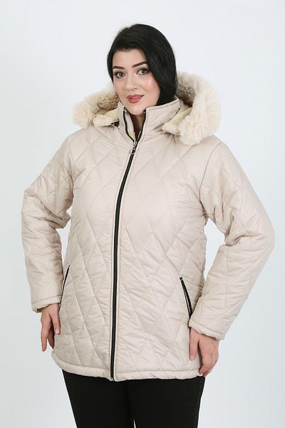 By Alba Collection Women's Ecru Jessica Quilted Large Size Coat