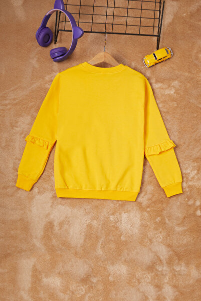 Cansın Mini Sarı Papatya Baskılı Kız Çocuk Sweatshirt 16612