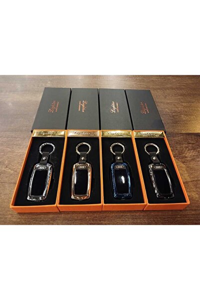 ÇAKMAK DÜNYASI USB Şarjlı Audi Anahtarı Görünümlü Fenerli Premium Elektronik Çakmak Audi Anahtarlık (Gold)