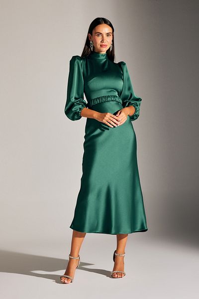 BETTY & SAM BERTHE MAGIC COLLAR EMERALD GRÜNES KLEID