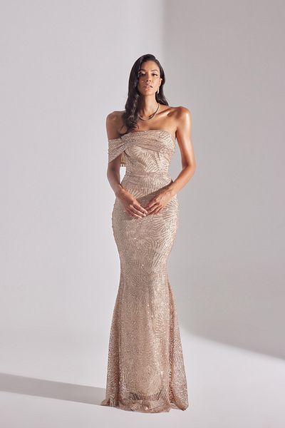 BETTY & SAM Βραδινό φόρεμα με φούστα ψαριού ASTER Glitter Off Shoulder
