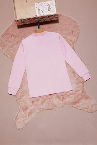 Cansın Mini Açık Pembe Yazı Nakışlı Kız Çocuk Çıtçıtlı Sweatshirt 16419