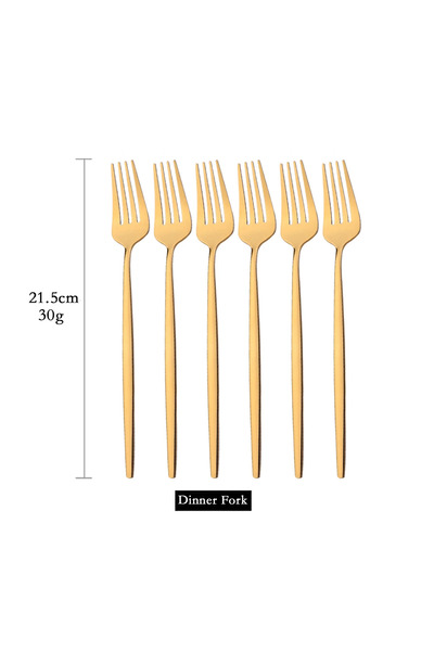 Choice Gold 6Pcs Mirror Dinner Forks Cutlery Gold Stainless Steel Fork Flatwa...