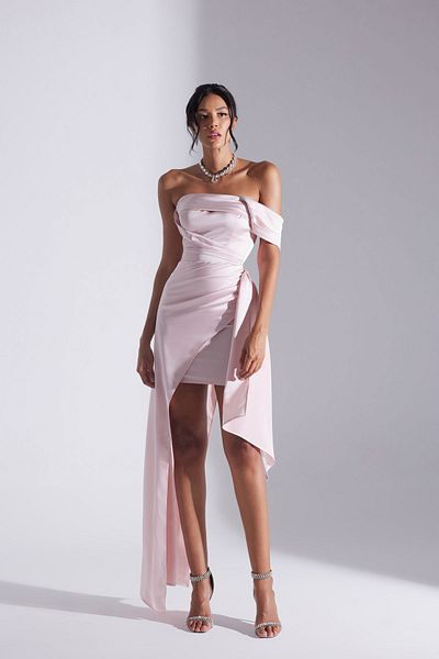 BETTY & SAM Asymmetric Cut Satin Dress - Melda Pudra