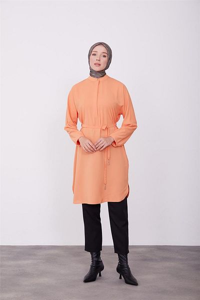 Armine Mandarin 23k4701 - Tunic with Elastics and Belt