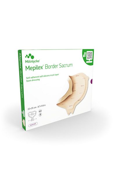 MÖLNLYCKE HEALTH CARE غطاء جرح من السيليكون من Mepilex Border Sacrum مقاس 22 × 25 سم