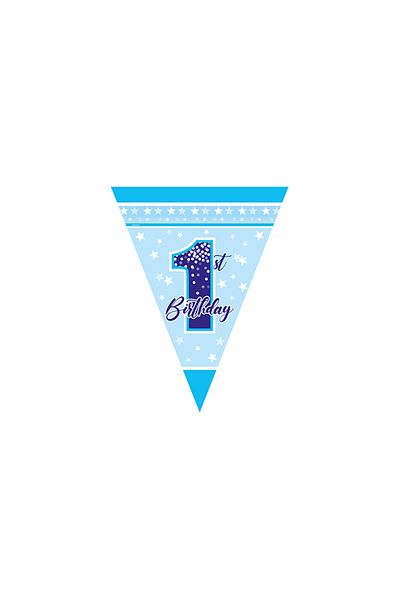 kidspartim Σετ σημαιών 1 έτους First Birthday Stars Boy Triangle Flag 2,90