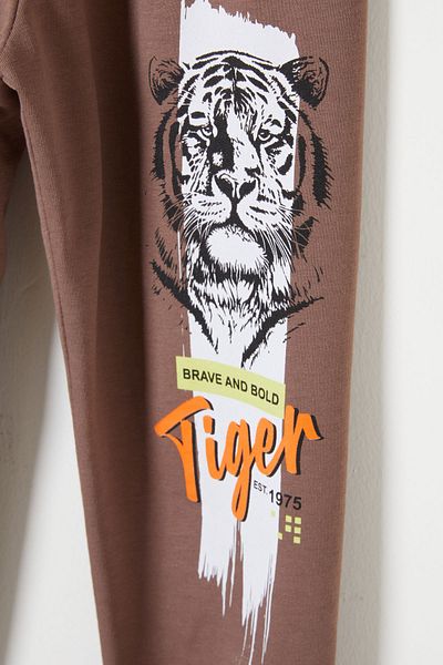 Cansın Mini Σετ φόρμας για αγόρι καφέ Tiger Printed 16352