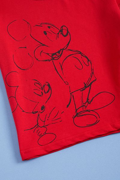 Cansın Mini Red Character Print Boy's Bottom and Top Set 16040