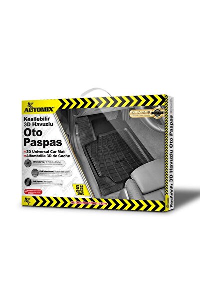 Automix Kesilebilir Siyah 3D Havuzlu Paspas