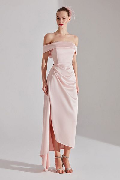 BETTY & SAM Cristie Off The Shoulder Powder Wedding Engagement Dress