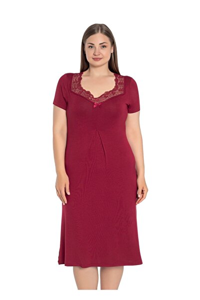 Cotpark Γυναικείο νυχτικό με κοντό μανίκι από βισκόζη ελαστάνη με λεπτομέρεια...