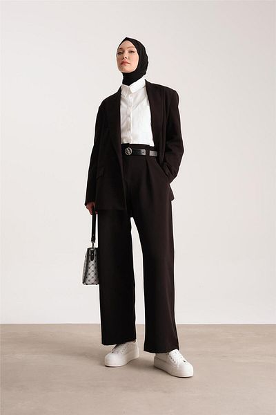 Armine Black Palazzo Belted Trousers - Ort2519