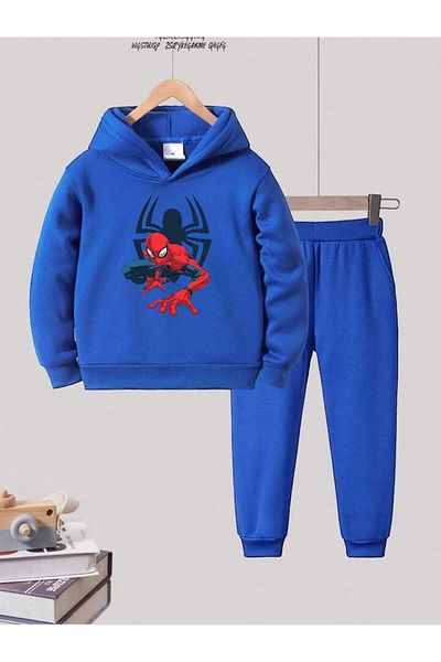 BENROMA Man Printed Unisex Children's Tracksuit Set - Spider Oversize Fit