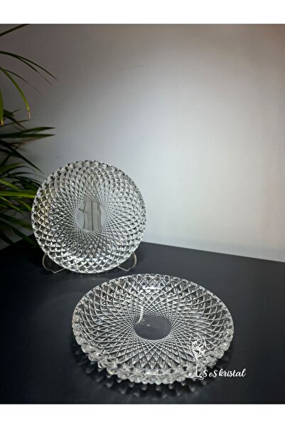 es es kristal 6 'lı Kristal Cam Pasta Tabağı