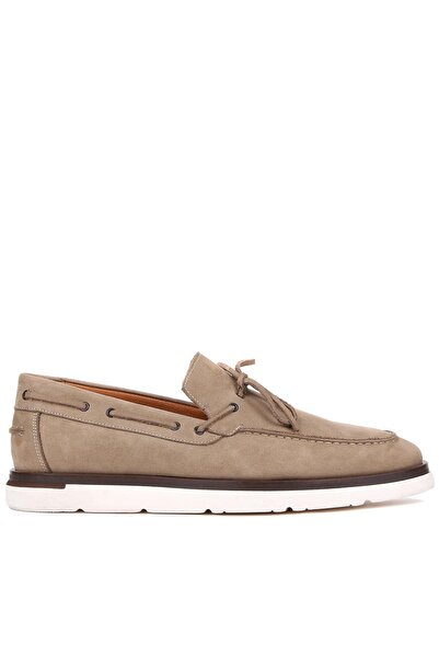 Shoetyle - Beige Nubuck Leather Lace-Up Men's Casual Shoes 250-7512