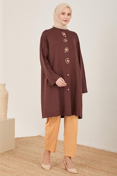 Armine Pantaloni din bumbac cu spate elastic 23y2409 Camel