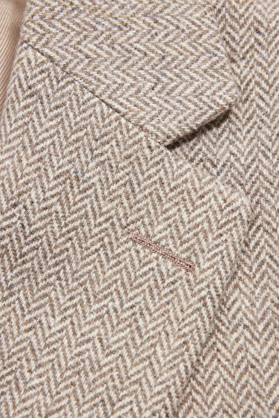 W Collection Beige Buttoned Wool Jacket