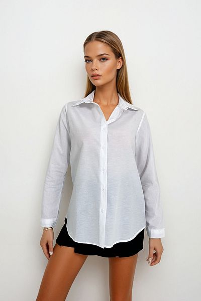 VAGGON White Poplin Women's Shirt - Prm0735