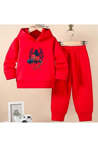 BENROMA Man Printed Unisex Children's Tracksuit Set - Spider Oversize Fit