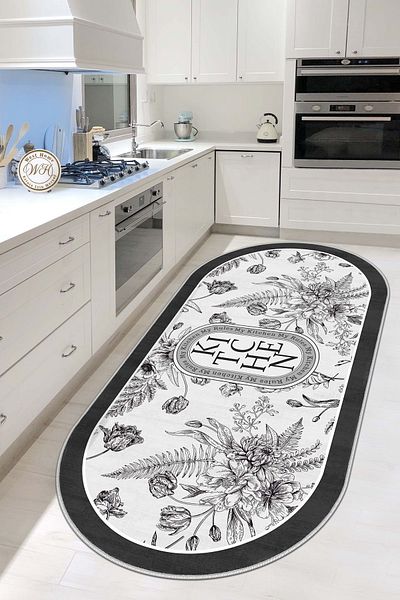 West Home Gray Machine Washable Non-Slip Base - Kitchen Carpet, Runner and Balcony Carpet
