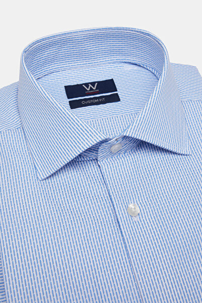 W Collection WHITE LONG SLEEVE STRIPED PATTERNED SHIRT