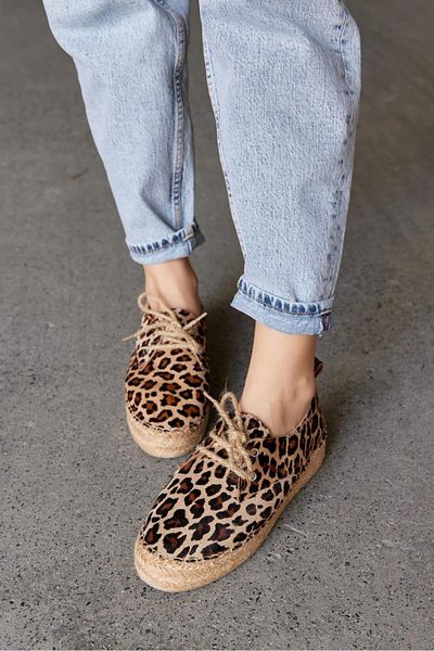NILUFARR Carmen Leopard Patterned Genuine Leather Women's Espadrille Shoes