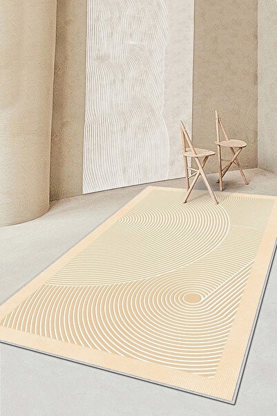 West Home Covor de bucătărie modern bej, lavabil la mașină, cu bază anti-alun...