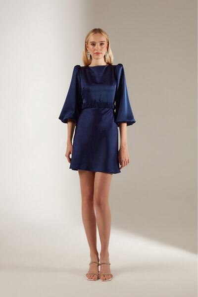 BETTY & SAM Julie Balon Kol Mini Saks Nişan Elbisesi