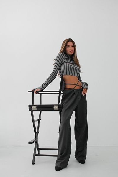 Black Fashion Γκρι πλεκτό ζιβάγκο