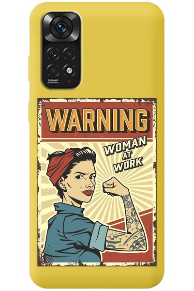 WANNA PROTECT Xiaomi Redmi Note 11S Yellow Inside Velvet Warnıng Girl Power P...