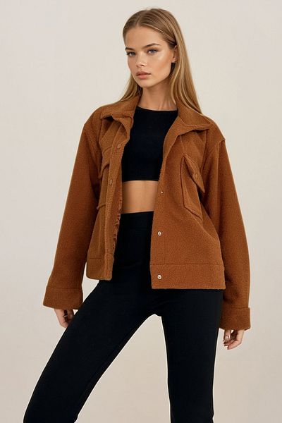 VAGGON Women's Tile Double Pocket Cashmere Coat with Snap Closure Prm1093
