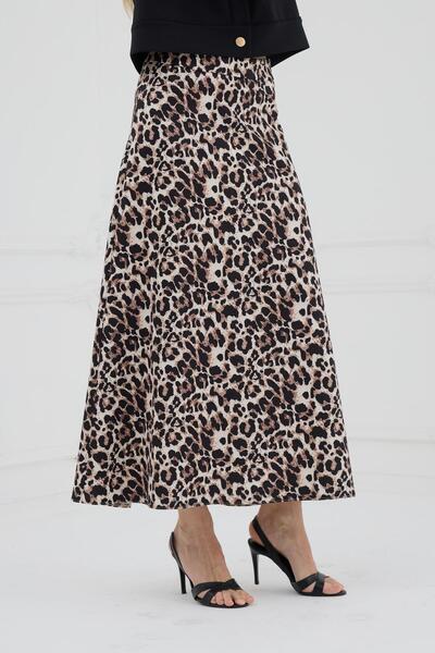 Moodbasic Leopar Desenli Scuba Etek - Leopar