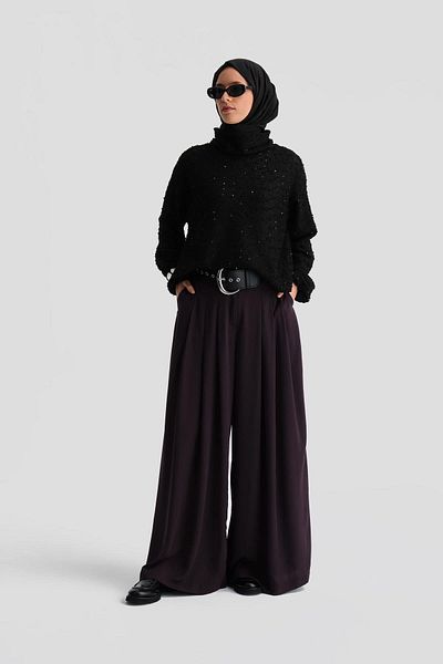 Armine Pantaloni plisați violet cu talie înaltă - 24k2700