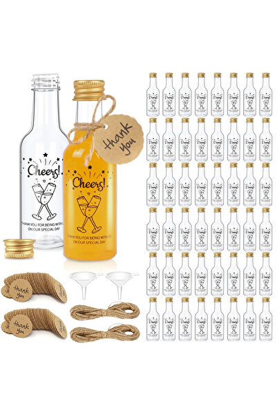 Choice 50ML 50PCS 50Pcs/set 1.7oz/50ml Mini Wine Bottles with Gold Screw Caps Funnels for Wine Juice Alcoho